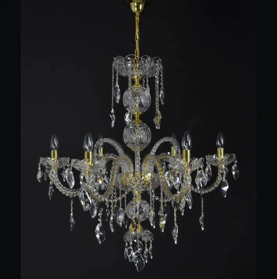 Casa Padrino Luxus Barock Kristall Kronleuchter Gold Ø 82 x H. 88 cm - Prunkvolle Messing Kronleuchter mit böhmischem Kristallglas - Barock Möbel - Edel & Prunkvoll