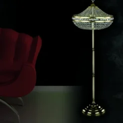 Casa Padrino Luxus Barock Kristall Stehleuchte Gold Ø 50 x H. 155 cm - Prunkvolle Stehlampe mit Böhmischem Kristallglas - Barock Kristall Leuchten - Barock Möbel