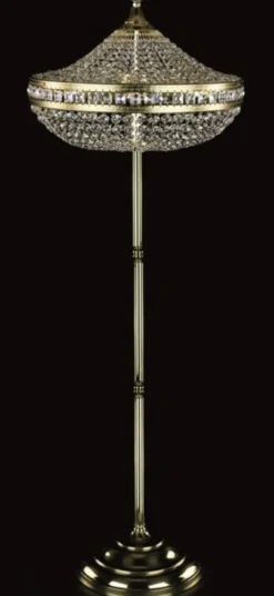 Casa Padrino Luxus Barock Kristall Stehleuchte Gold Ø 50 x H. 155 cm - Prunkvolle Stehlampe mit Böhmischem Kristallglas - Barock Kristall Leuchten - Barock Möbel