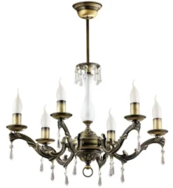 Casa Padrino Luxus Barock Kristall Kronleuchter Messing mit Patina Ø 60 x H. 63 cm - Runder Wohnzimmer Kronleuchter im Barockstil - Edel & Prunkvoll