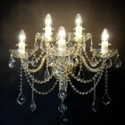 Casa Padrino Luxus Barock Kristall Wandleuchte Gold 50 x 32 x H. 55 cm - Prunkvolle Messing Wandleuchte mit böhmischem Kristallglas - Barock Möbel - Edel & Prunkvoll