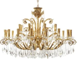 Casa Padrino Luxus Barock Kristall Kronleuchter Gold Ø 120 x H. 65 cm - Prunkvoller Messing Kronleuchter mit edlem Kristallglas - Barock Leuchten