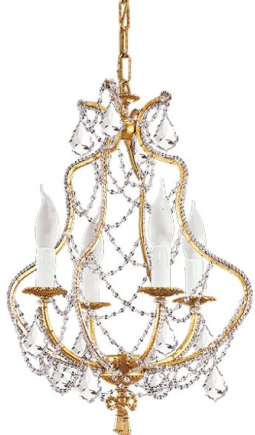 Casa Padrino Luxus Barock Kristall Kronleuchter Gold Ø 39 x H. 53 cm - Prunkvoller Kronleuchter mit Böhmischem Kristallglas - Luxus Qualität