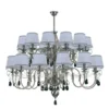 Casa Padrino Luxus Barock Kristall Kronleuchter Silber / Schwarz / Weiß Ø 130 x H. 115 cm