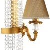 Casa Padrino Luxus Barock Kristall Wandleuchte Gold / Braun 20 x 27 x H. 47 cm - Prunkvolle Metall Wandlampe mit hochwertigem Swarovski Kristallglas und Lampenschirm - Barock Leuchten