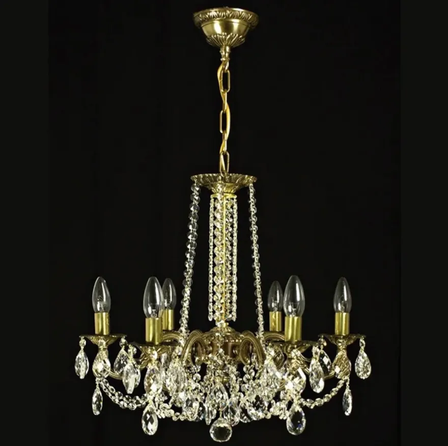 Casa Padrino Luxus Barock Kristall Kronleuchter Gold Ø 55 x H. 50 cm - Prunkvolle Messing Kronleuchter mit böhmischem Kristallglas - Barock Möbel - Edel & Prunkvoll