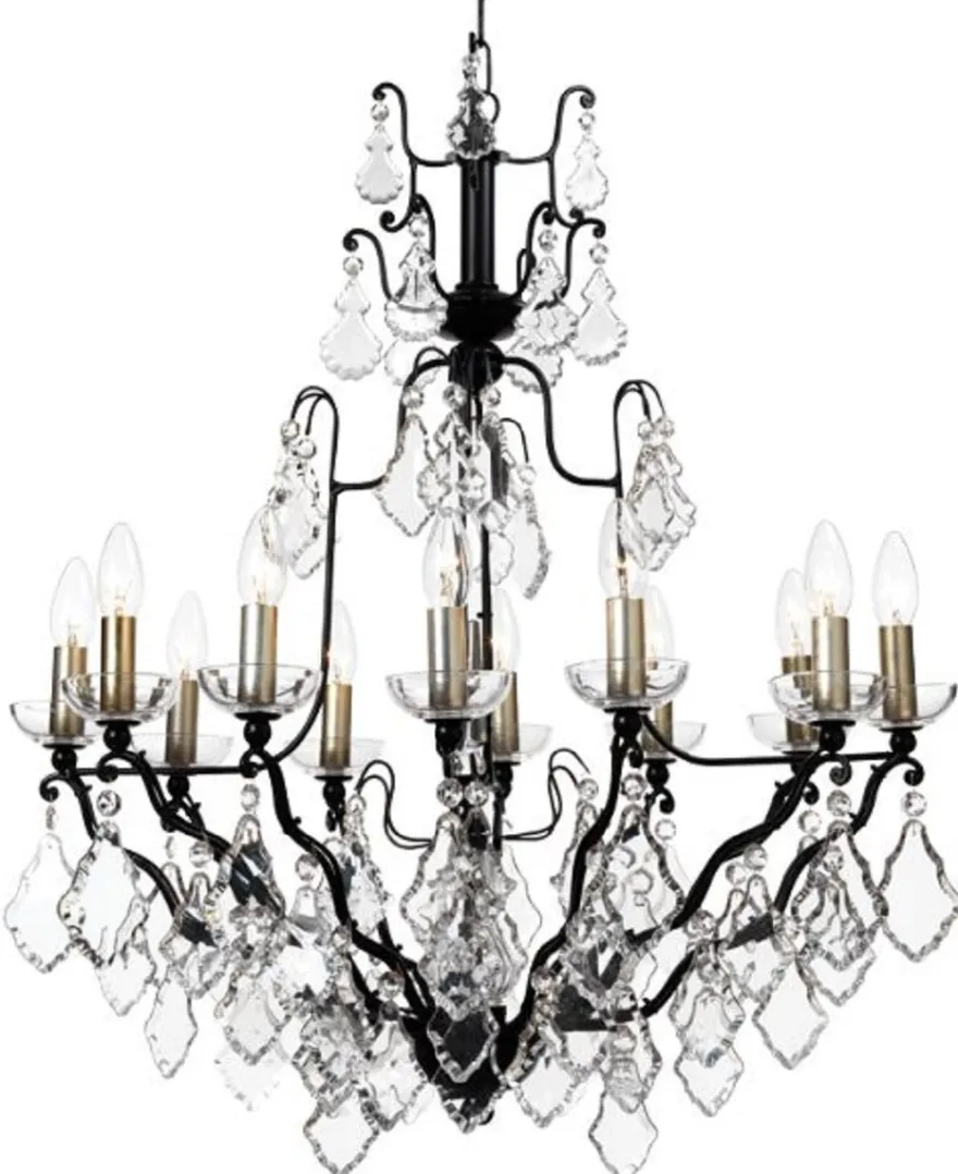 Casa Padrino Luxus Barock Kristall Kronleuchter Schwarz 70 x 58 x H. 85 cm - Barock & Jugendstil Wohnzimmer Kronleuchter