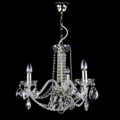 Casa Padrino Luxus Barock Kristall Kronleuchter Silber Ø 43 x H. 40 cm - Prunkvoller Messing Kronleuchter mit böhmischem Kristallglas - Barock Möbel - Edel & Prunkvoll