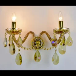 Casa Padrino Luxus Barock Kristall Wandleuchte Gold 38 x 20 x H. 25 cm - Prunkvolle Messing Wandleuchte mit böhmischem Kristallglas - Barock Möbel - Edel & Prunkvoll