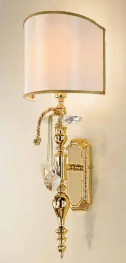 Casa Padrino Luxus Barock Kristall Wandleuchte Gold / Elfenbein 20 x 15 x H. 55 cm - Prunkvolle Wandlampe im Barockstil - Barock Leuchten - Edel & Prunkvoll - Luxus Qualität - Made in Italy
