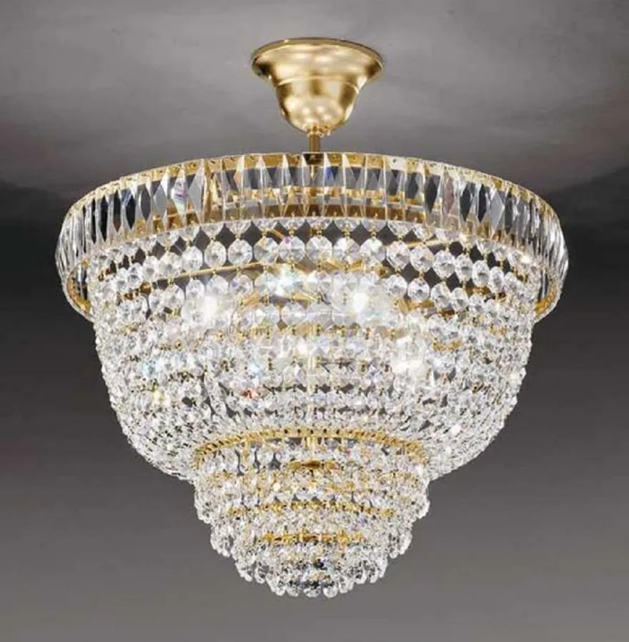 Casa Padrino Luxus Barock Kristall Hängeleuchte Gold Ø 33 cm - Made in Italy