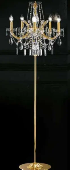 Casa Padrino Luxus Barock Kristall Stehleuchte Gold Ø 55 x H. 185 cm - Prunkvolle Barockstil Stehlampe mit Swarovski Kristallglas - Hotel Möbel - Schloss Möbel - Luxus Qualität - Made in Italy