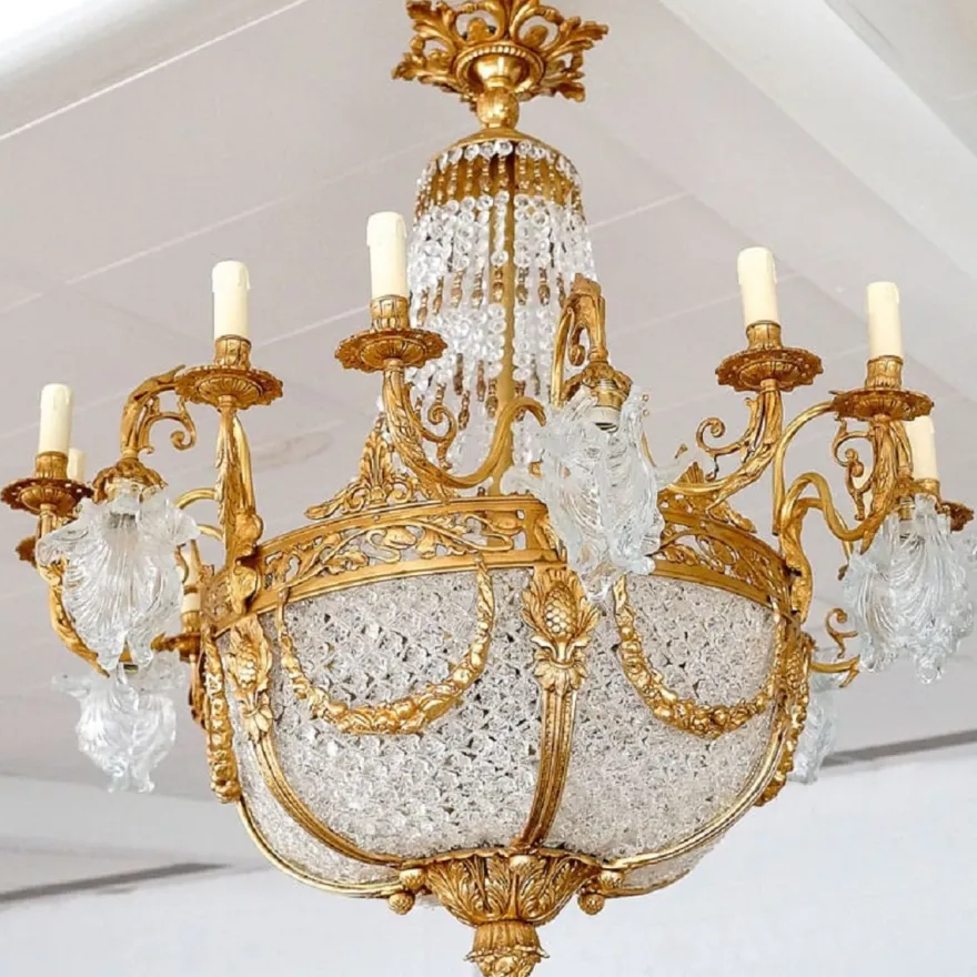 Casa Padrino Luxus Barock Kristall Kronleuchter Gold - Prunkvoller Barockstil Hotel Kronleuchter - Wohnzimmer Kronleuchter - Barock Kristall Leuchten - Barock Möbel - Edel & Prunkvoll