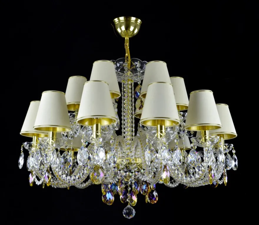 Casa Padrino Luxus Barock Kristall Kronleuchter Gold Ø 88 x H. 65 cm - Prunkvolle Messing Kronleuchter mit böhmischem Kristallglas - Barock Möbel - Edel & Prunkvoll