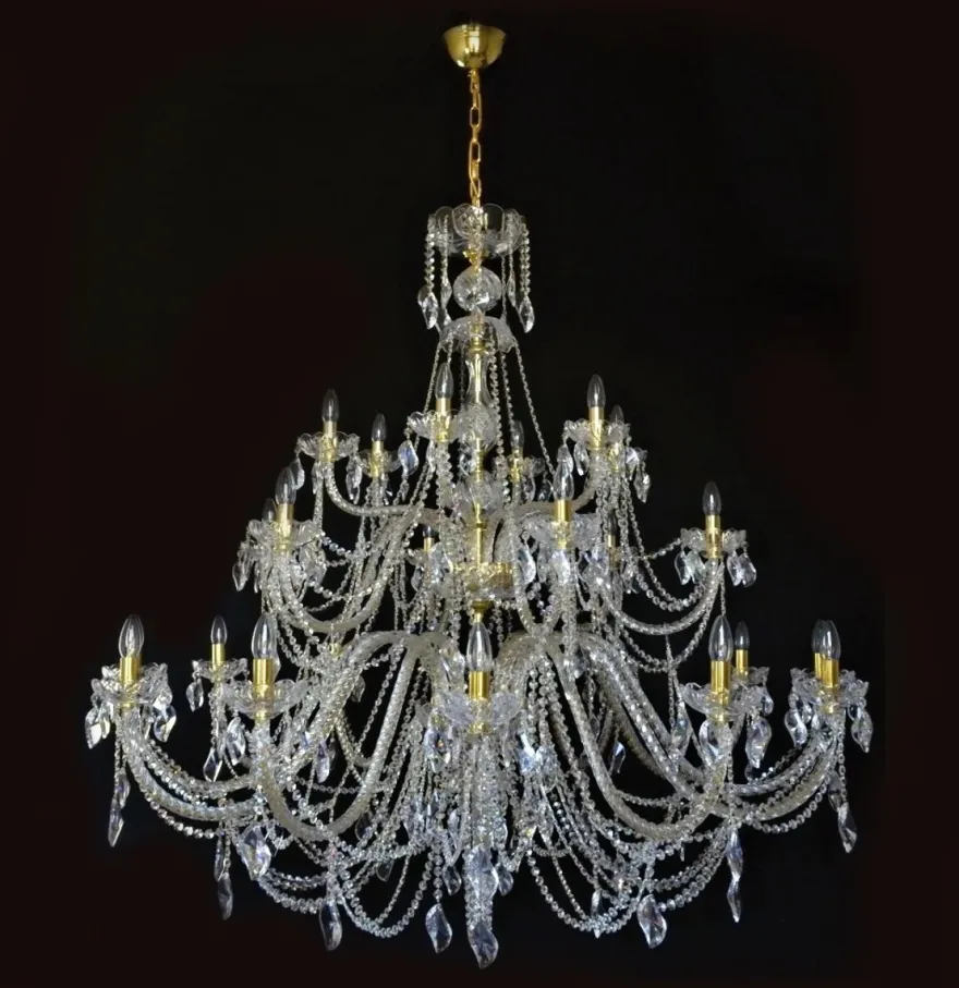 Casa Padrino Luxus Barock Kristall Kronleuchter Gold Ø 150 x H. 140 cm - Prunkvolle Messing Kronleuchter mit böhmischem Kristallglas - Barock Möbel - Edel & Prunkvoll
