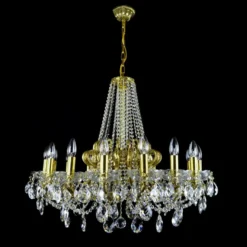 Casa Padrino Luxus Barock Kristall Kronleuchter Gold Ø 87 x H. 72 cm - Prunkvolle Messing Kronleuchter mit böhmischem Kristallglas - Barock Möbel - Edel & Prunkvoll