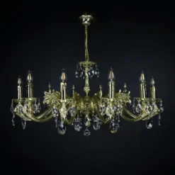 Casa Padrino Luxus Barock Kristall Kronleuchter Gold Ø 76 x H. 47 cm - Prunkvolle Messing Kronleuchter mit böhmischem Kristallglas - Barock Möbel - Edel & Prunkvoll