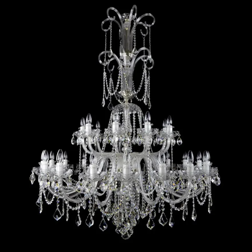 Casa Padrino Luxus Barock Kristall Kronleuchter Silber Ø 118 x H. 155 cm - Prunkvolle Messing Kronleuchter mit böhmischem Kristallglas - Barock Möbel - Edel & Prunkvoll