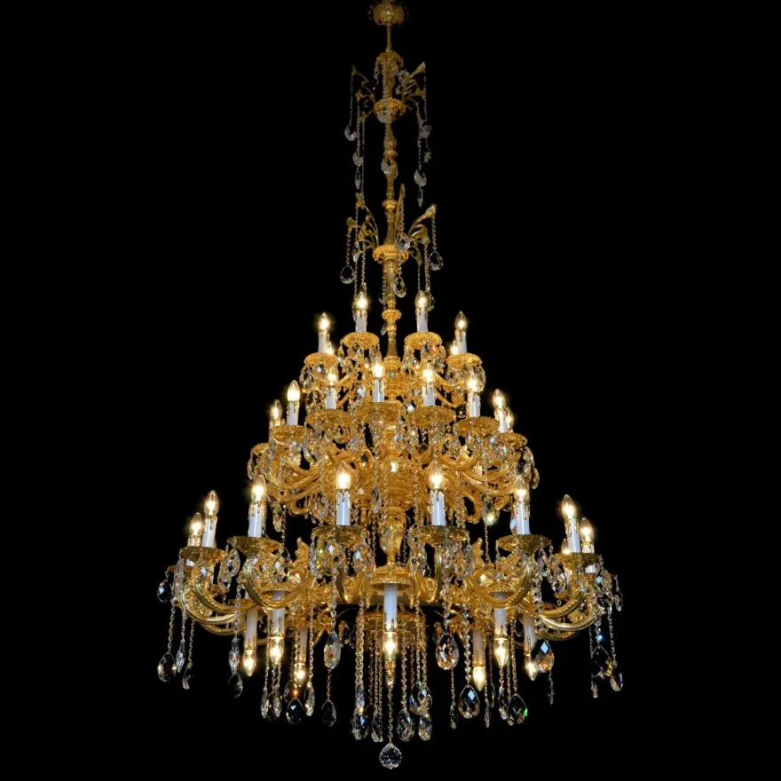 Casa Padrino Luxus Barock Kristall Kronleuchter Gold Ø 120 x H. 250 cm - Prunkvolle Messing Kronleuchter mit böhmischem Kristallglas - Barock Möbel - Edel & Prunkvoll