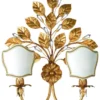 Casa Padrino Luxus Barock Kristall Doppel Wandleuchte Antik Gold / Weiß-Gold 39 x 16 x H. 50 cm - Elegante Metall Wandlampe mit edlem Swarovski Kristallglas - Barock Leuchten - Made in Italy