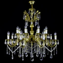 Casa Padrino Luxus Barock Kristall Kronleuchter Gold Ø 78 x H. 65 cm - Prunkvolle Messing Kronleuchter mit böhmischem Kristallglas - Barock Möbel - Edel & Prunkvoll
