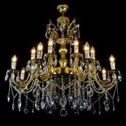 Casa Padrino Luxus Barock Kristall Kronleuchter Gold Ø 78 x H. 65 cm - Prunkvolle Messing Kronleuchter mit böhmischem Kristallglas - Barock Möbel - Edel & Prunkvoll