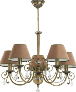Casa Padrino Luxus Barock Kristall Kronleuchter Messing mit Patina / Braun Ø 66 cm
