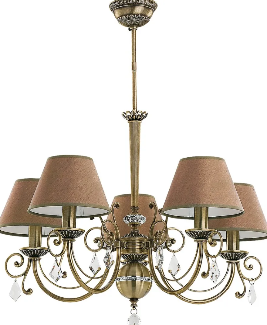Casa Padrino Luxus Barock Kristall Kronleuchter Messing mit Patina / Braun Ø 66 cm