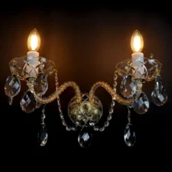 Casa Padrino Luxus Barock Kristall Wandleuchte Gold 40 x 20 x H. 24 cm - Prunkvolle Messing Wandleuchte mit böhmischem Kristallglas - Barock Möbel - Edel & Prunkvoll