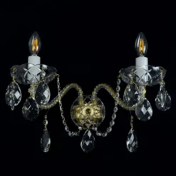 Casa Padrino Luxus Barock Kristall Wandleuchte Gold 40 x 20 x H. 24 cm - Prunkvolle Messing Wandleuchte mit böhmischem Kristallglas - Barock Möbel - Edel & Prunkvoll