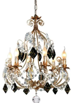 Casa Padrino Luxus Barock Kristall Kronleuchter Antik Gold / Antik Silber / Schwarz Ø 52 x H. 69 cm - Prunkvoller Kronleuchter mit Böhmischem Kristallglas - Luxus Qualität