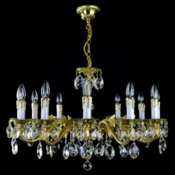 Casa Padrino Luxus Barock Kristall Kronleuchter Gold Ø 76 x H. 47 cm - Prunkvolle Messing Kronleuchter mit böhmischem Kristallglas - Barock Möbel - Edel & Prunkvoll