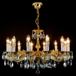 Casa Padrino Luxus Barock Kristall Kronleuchter Gold Ø 76 x H. 47 cm - Prunkvolle Messing Kronleuchter mit böhmischem Kristallglas - Barock Möbel - Edel & Prunkvoll