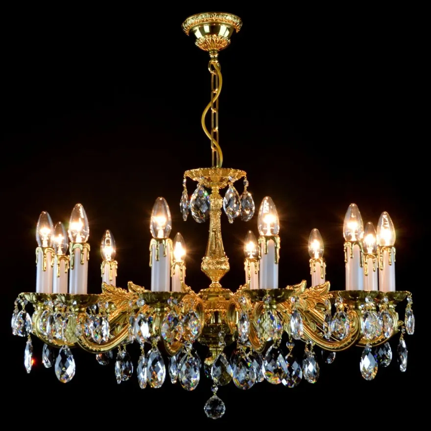 Casa Padrino Luxus Barock Kristall Kronleuchter Gold Ø 76 x H. 47 cm - Prunkvolle Messing Kronleuchter mit böhmischem Kristallglas - Barock Möbel - Edel & Prunkvoll