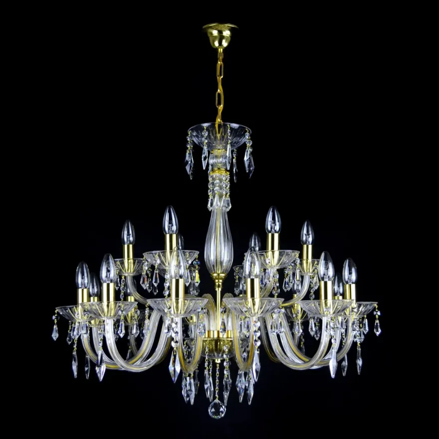 Casa Padrino Luxus Barock Kristall Kronleuchter Gold Ø 78 x H. 72 cm - Prunkvolle Messing Kronleuchter mit böhmischem Kristallglas - Barock Möbel - Edel & Prunkvoll