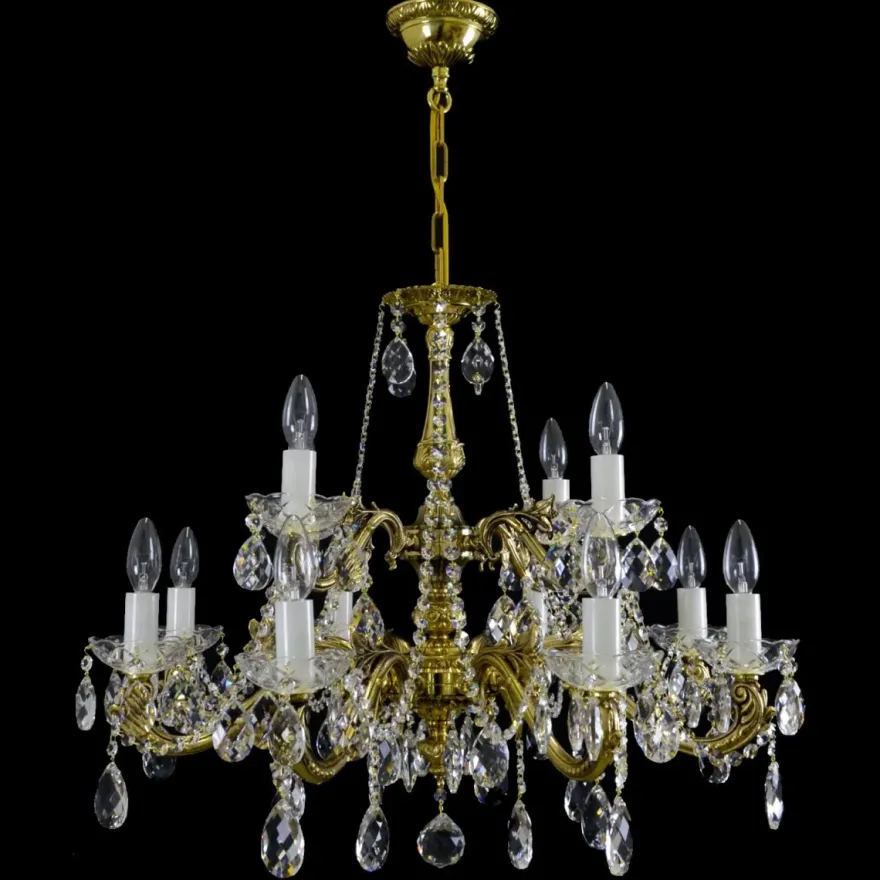 Casa Padrino Luxus Barock Kristall Kronleuchter Gold Ø 68 x H. 62 cm - Prunkvolle Messing Kronleuchter mit böhmischem Kristallglas - Barock Möbel - Edel & Prunkvoll