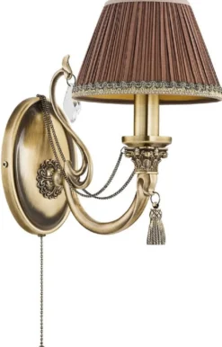 Casa Padrino Luxus Barock Kristall Wandleuchte Messing mit Patina / Braun H. 25 cm
