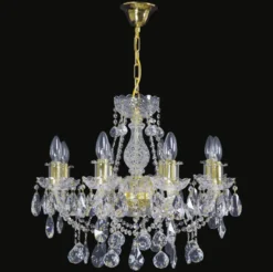 Casa Padrino Luxus Barock Kristall Kronleuchter Gold Ø 56 x H. 50 cm - Prunkvolle Messing Kronleuchter mit böhmischem Kristallglas - Barock Möbel - Edel & Prunkvoll