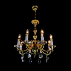 Casa Padrino Luxus Barock Kristall Kronleuchter Gold Ø 55 x H. 60 cm - Prunkvolle Messing Kronleuchter mit böhmischem Kristallglas - Barock Möbel - Edel & Prunkvoll