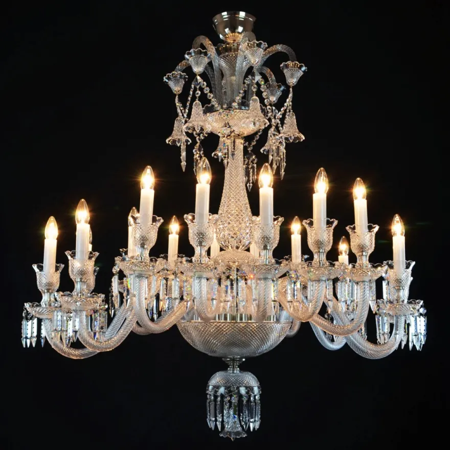 Casa Padrino Luxus Barock Kristall Kronleuchter Silber Ø 99 x H. 90 cm - Prunkvolle Messing Kronleuchter mit böhmischem Kristallglas - Barock Möbel - Edel & Prunkvoll