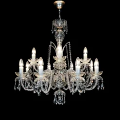 Casa Padrino Luxus Barock Kristall Kronleuchter Silber Ø 75 x H. 75 cm - Prunkvolle Messing Kronleuchter mit böhmischem Kristallglas - Barock Möbel - Edel & Prunkvoll