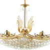 Casa Padrino Luxus Barock Kristall Kronleuchter Gold Ø 80 x H. 65 cm - Prunkvoller Messing Kronleuchter mit edlem Kristallglas - Edel & Prunkvoll