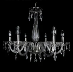 Casa Padrino Luxus Barock Kristall Kronleuchter Silber Ø 60 x H. 47 cm - Prunkvolle Messing Kronleuchter mit böhmischem Kristallglas - Barock Möbel - Edel & Prunkvoll