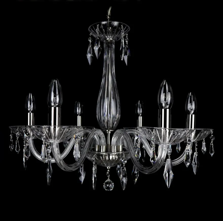 Casa Padrino Luxus Barock Kristall Kronleuchter Silber Ø 60 x H. 47 cm - Prunkvolle Messing Kronleuchter mit böhmischem Kristallglas - Barock Möbel - Edel & Prunkvoll