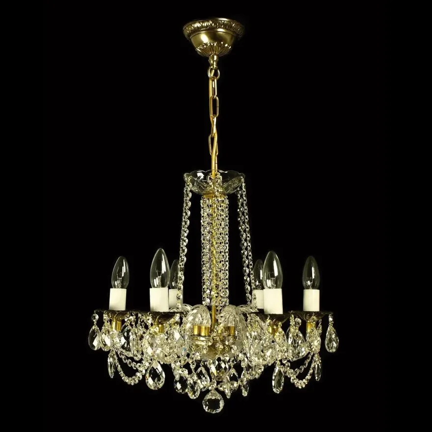 Casa Padrino Luxus Barock Kristall Kronleuchter Gold Ø 55 x H. 50 cm - Prunkvolle Messing Kronleuchter mit böhmischem Kristallglas - Barock Möbel - Edel & Prunkvoll