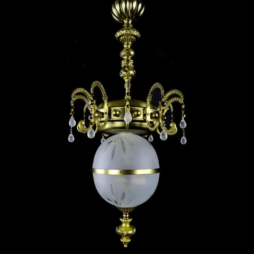 Casa Padrino Luxus Barock Kristall Kronleuchter Gold Ø 27 x H. 110 cm - Prunkvolle Messing Kronleuchter mit böhmischem Kristallglas - Barock Möbel - Edel & Prunkvoll