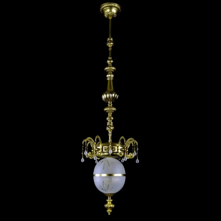 Casa Padrino Luxus Barock Kristall Kronleuchter Gold Ø 27 x H. 110 cm - Prunkvolle Messing Kronleuchter mit böhmischem Kristallglas - Barock Möbel - Edel & Prunkvoll