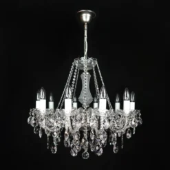Casa Padrino Luxus Barock Kristall Kronleuchter Silber Ø 66 x H. 68 cm - Prunkvolle Messing Kronleuchter mit böhmischem Kristallglas - Barock Möbel - Edel & Prunkvoll