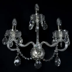 Casa Padrino Luxus Barock Kristall Wandleuchte Silber 38 x 18 x H. 36 cm - Prunkvolle Messing Wandleuchte mit böhmischem Kristallglas - Barock Möbel - Edel & Prunkvoll