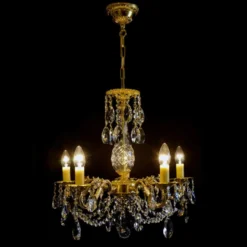 Casa Padrino Luxus Barock Kristall Kronleuchter Gold Ø 55 x H. 52 cm - Prunkvolle Messing Kronleuchter mit böhmischem Kristallglas - Barock Möbel - Edel & Prunkvoll